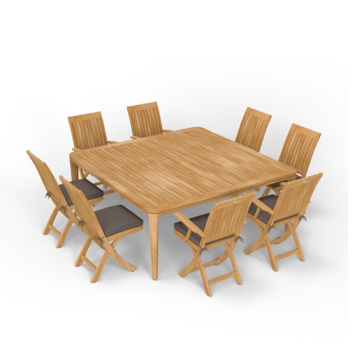 9 pc Veranda Teak Patio Barbuda Square Dining Set - Picture B