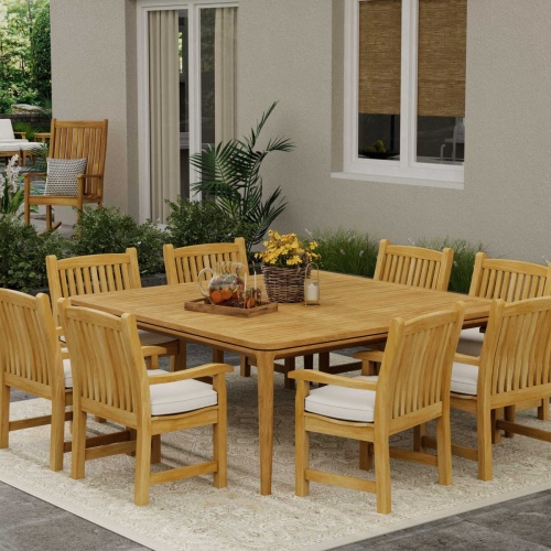 9 pc Veranda Square Teak Dining Set - Picture A
