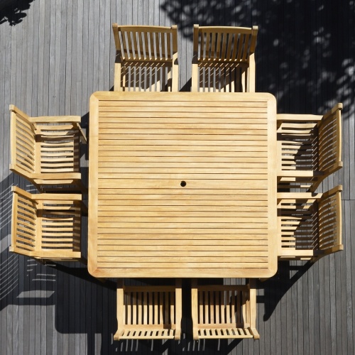 9 pc Veranda Square Teak Dining Set - Picture B