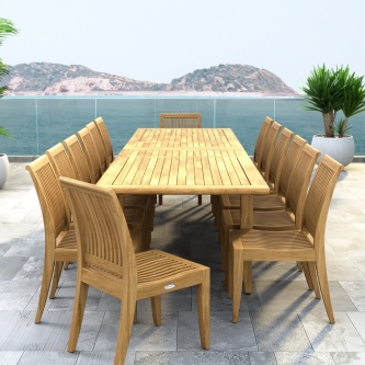 Laguna 15 pc Teak Dining Set