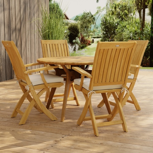 5 pc Round Teak Cafe Set - Picture A