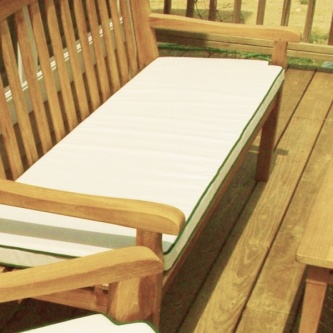 5ft GlenTuff Bench Cushion - Canvas with Forest Green Welt